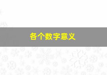 各个数字意义