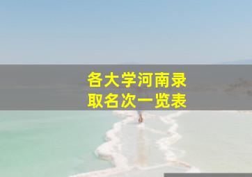 各大学河南录取名次一览表