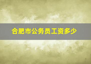 合肥市公务员工资多少