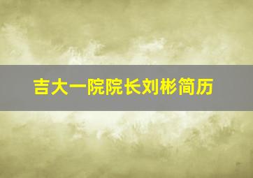 吉大一院院长刘彬简历