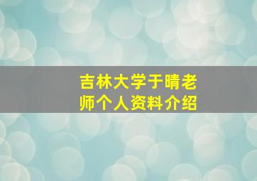 吉林大学于晴老师个人资料介绍