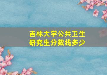 吉林大学公共卫生研究生分数线多少