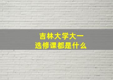 吉林大学大一选修课都是什么