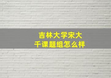 吉林大学宋大千课题组怎么样