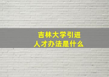 吉林大学引进人才办法是什么