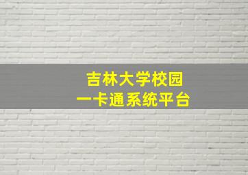 吉林大学校园一卡通系统平台