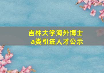 吉林大学海外博士a类引进人才公示