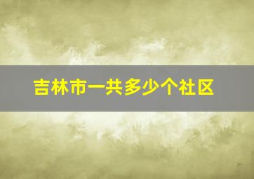 吉林市一共多少个社区