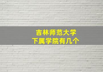 吉林师范大学下属学院有几个