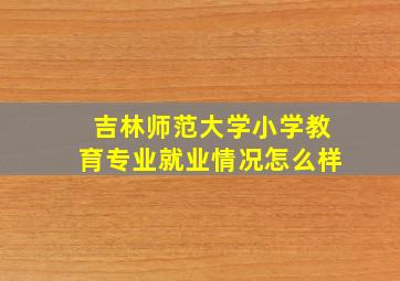 吉林师范大学小学教育专业就业情况怎么样