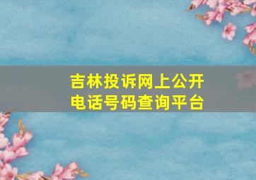 吉林投诉网上公开电话号码查询平台