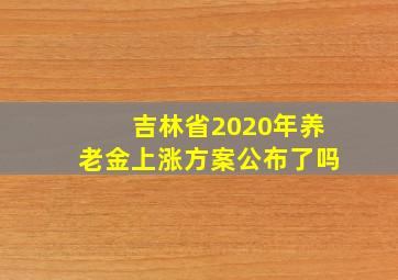 吉林省2020年养老金上涨方案公布了吗