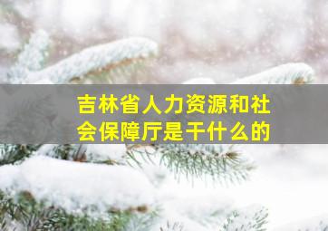 吉林省人力资源和社会保障厅是干什么的