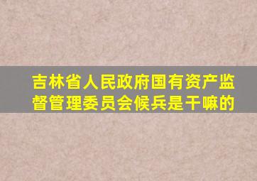 吉林省人民政府国有资产监督管理委员会候兵是干嘛的