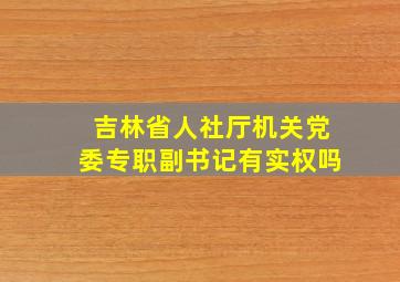 吉林省人社厅机关党委专职副书记有实权吗