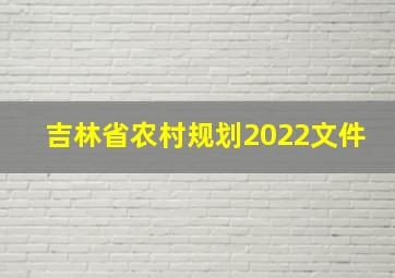 吉林省农村规划2022文件