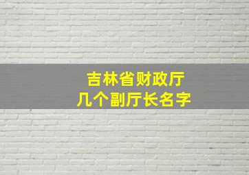 吉林省财政厅几个副厅长名字