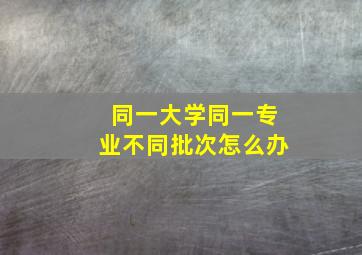 同一大学同一专业不同批次怎么办