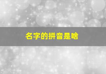 名字的拼音是啥