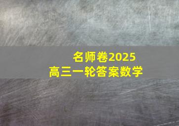 名师卷2025高三一轮答案数学