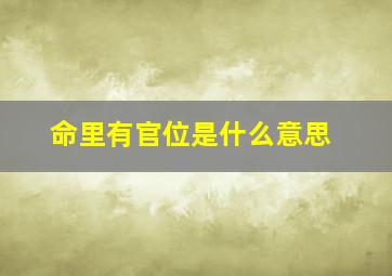 命里有官位是什么意思