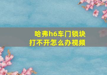 哈弗h6车门锁块打不开怎么办视频