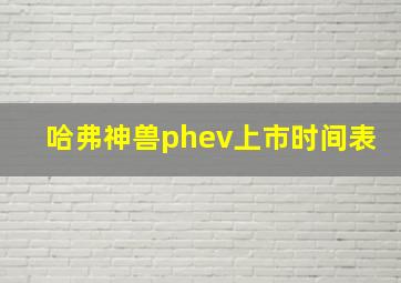 哈弗神兽phev上市时间表