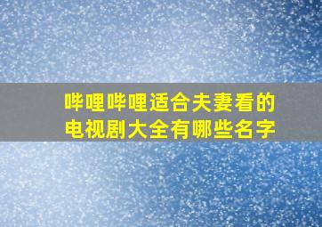 哔哩哔哩适合夫妻看的电视剧大全有哪些名字