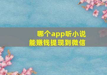 哪个app听小说能赚钱提现到微信