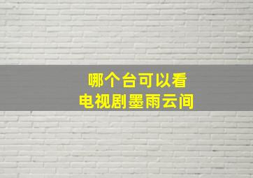 哪个台可以看电视剧墨雨云间