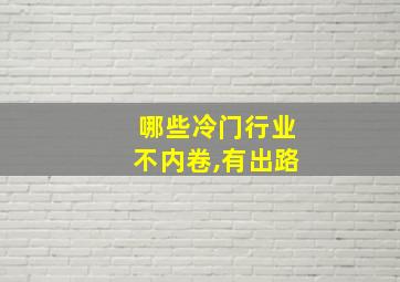 哪些冷门行业不内卷,有出路