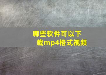 哪些软件可以下载mp4格式视频