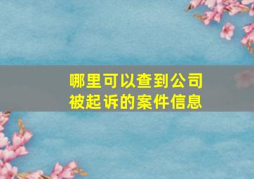 哪里可以查到公司被起诉的案件信息