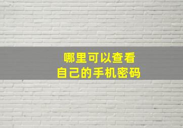 哪里可以查看自己的手机密码