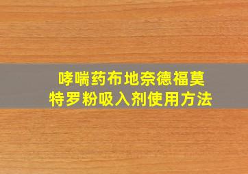 哮喘药布地奈德福莫特罗粉吸入剂使用方法