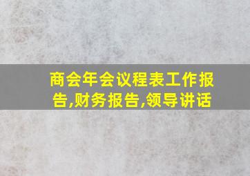 商会年会议程表工作报告,财务报告,领导讲话