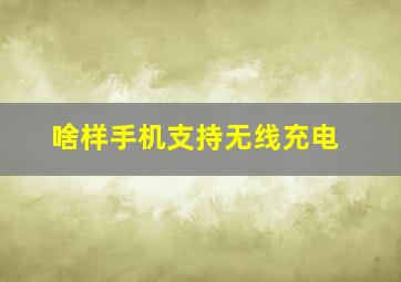 啥样手机支持无线充电