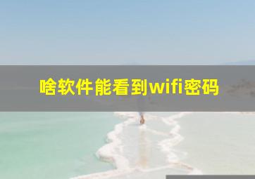 啥软件能看到wifi密码