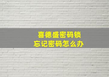 喜德盛密码锁忘记密码怎么办