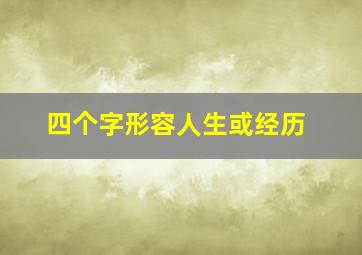 四个字形容人生或经历