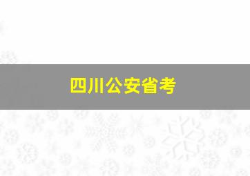 四川公安省考