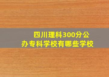 四川理科300分公办专科学校有哪些学校