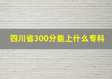 四川省300分能上什么专科