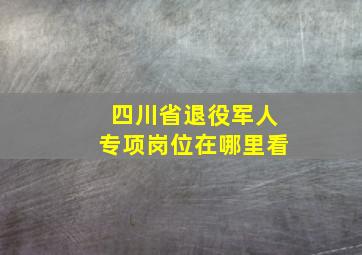 四川省退役军人专项岗位在哪里看