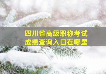 四川省高级职称考试成绩查询入口在哪里