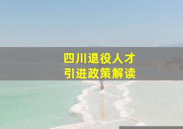 四川退役人才引进政策解读