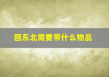 回东北需要带什么物品