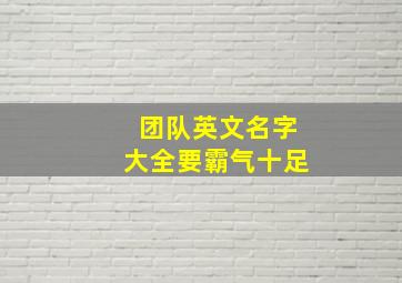 团队英文名字大全要霸气十足