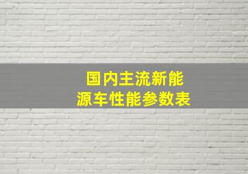 国内主流新能源车性能参数表