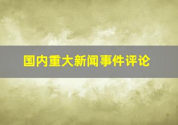 国内重大新闻事件评论